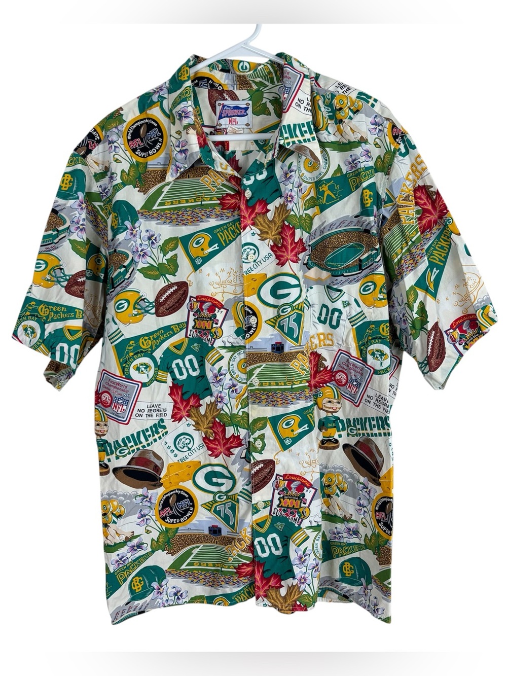 Reyn Spooner Green Bay Packers Hawaiian Shirt Mens XXL 1997 Super Bowl Champions